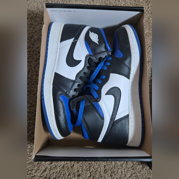 Nike Air Jordan Retro High OG Royal Toe Blue White Sneaker Size 7y